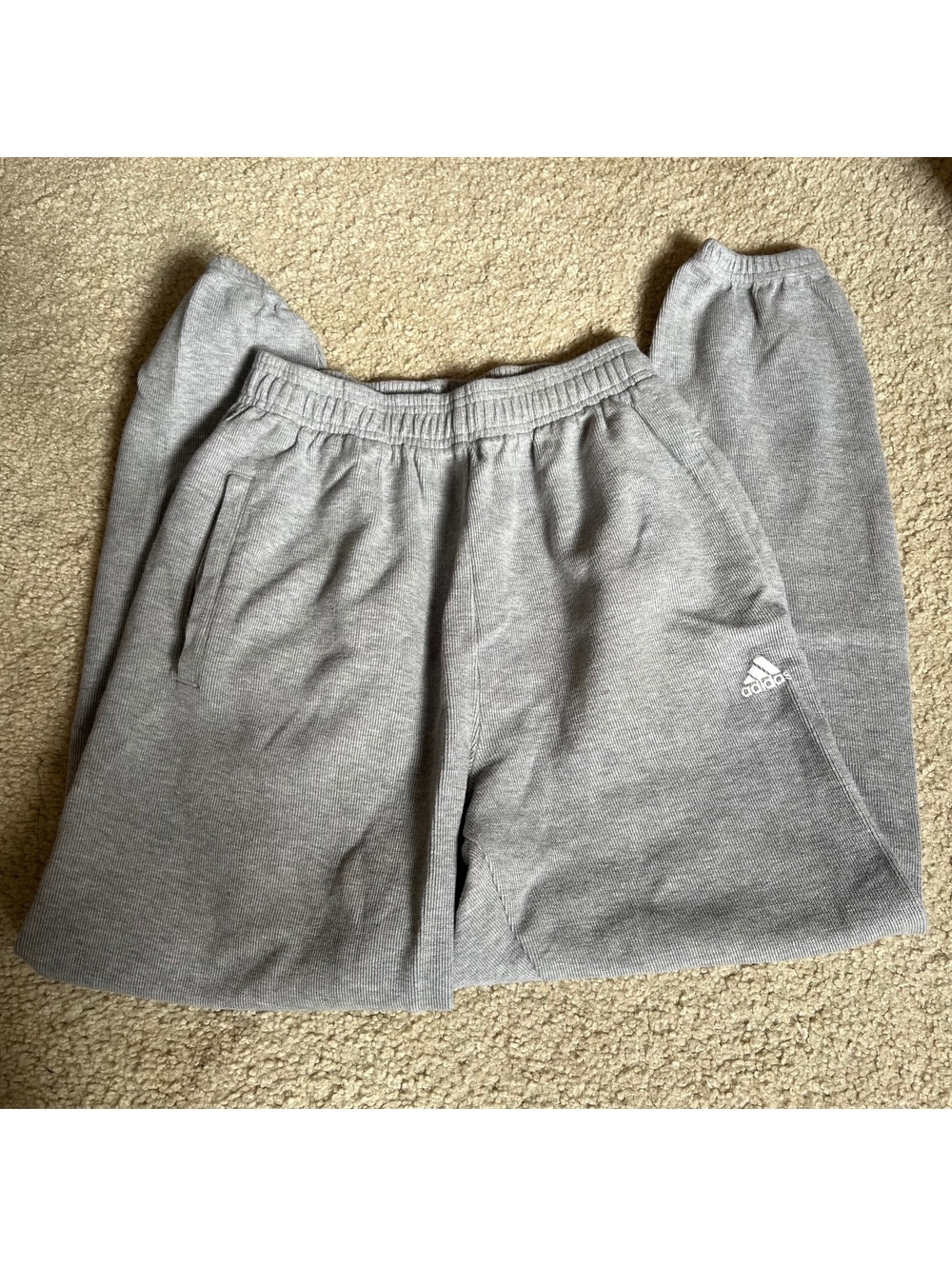 Gray and White Adidas Sweatpants XS